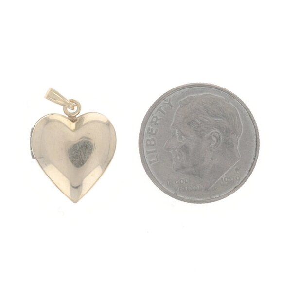 Yellow Gold Heart Locket Pendant - 14k Love Two Frames - Picture 4 of 5